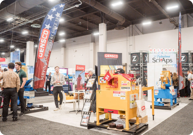 Exhibitors and attendees on the ReMA Show expo floor.